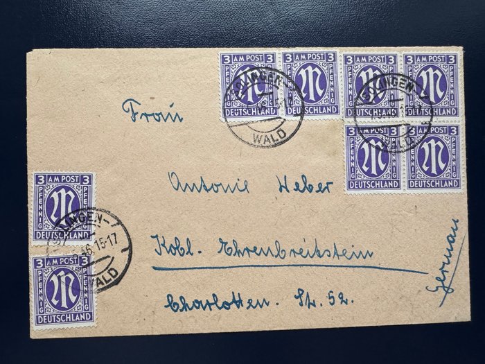 Tyskland, Forbundsrepublikken 1946 - 1946, AM-Post 3 Pfg, violet, britisk tryk, frankering passende til porto, fremragende stand - Michel Nummer 10