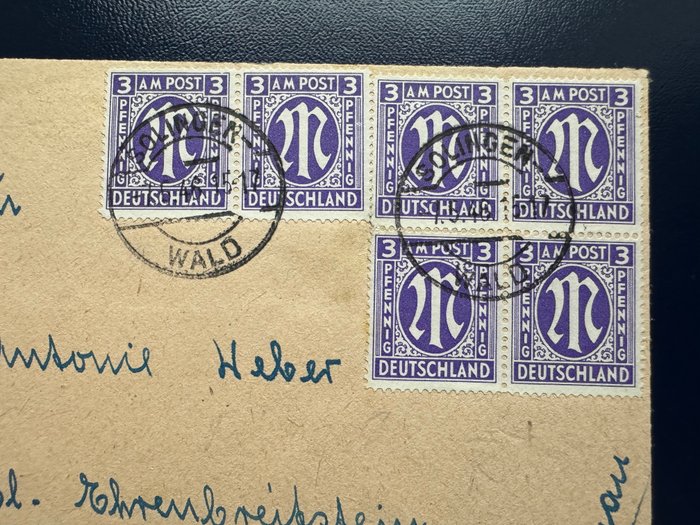 Tyskland, Forbundsrepublikken 1946 - 1946, AM-Post 3 Pfg, violet, britisk tryk, frankering passende til porto, fremragende stand - Michel Nummer 10