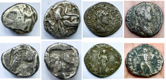 Antikken. Lot of 4 Coins Including Achaemenid, Greek and Roman Empire  (Ingen mindstepris)