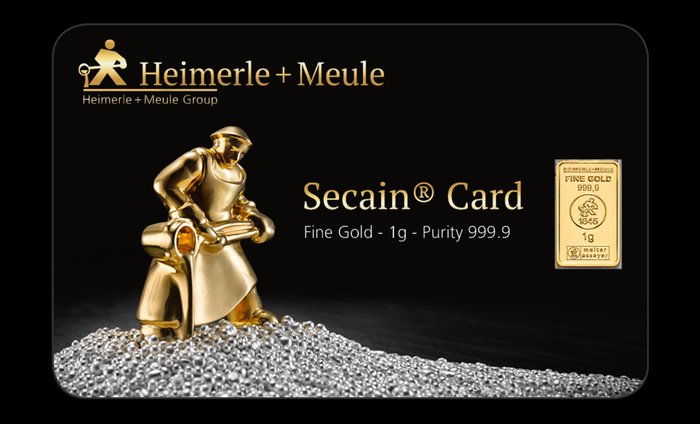 3 x 1 Gramm - Guld 999 - Heimerle  Meule Deutschland Secain Card Goldbarren - Forseglet