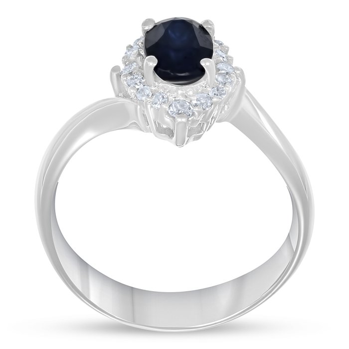 Ring - 18 kraat Hvidguld -  140ct tw Safir - Diamant