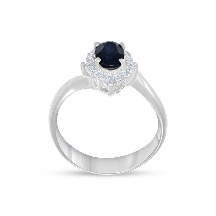 Ring - 18 kraat Hvidguld -  140ct tw Safir - Diamant