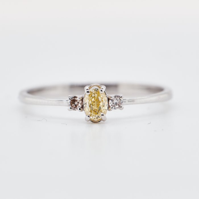 Ingen mindstepris - Ring - 14 karat Hvidguld -  0.24ct. tw. Diamant (Natur)