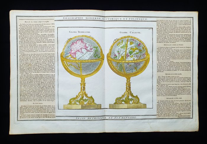 World-Map - Armillarsfære / Himmelsfære / Terrestrisk sfære; Desnos / Brion De la Tour - Globe Terrestre  Globe Celeste - 1761-1780