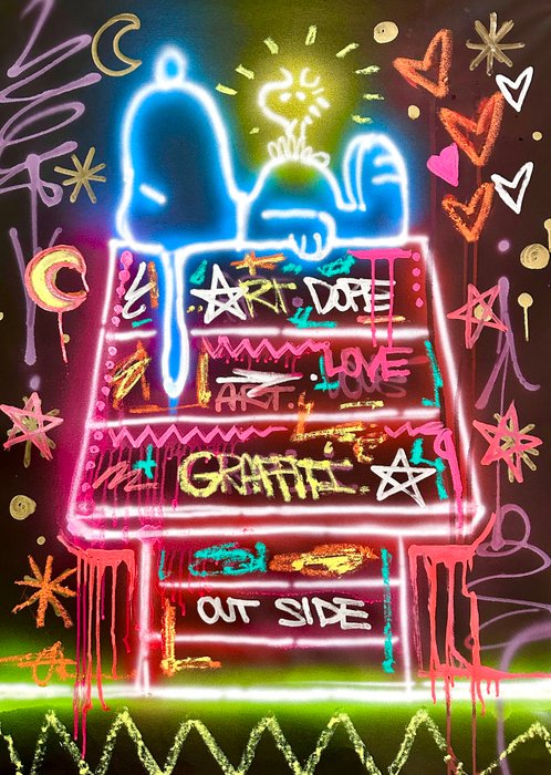 Outside313 - Snoopy graffiti house - neon black edition