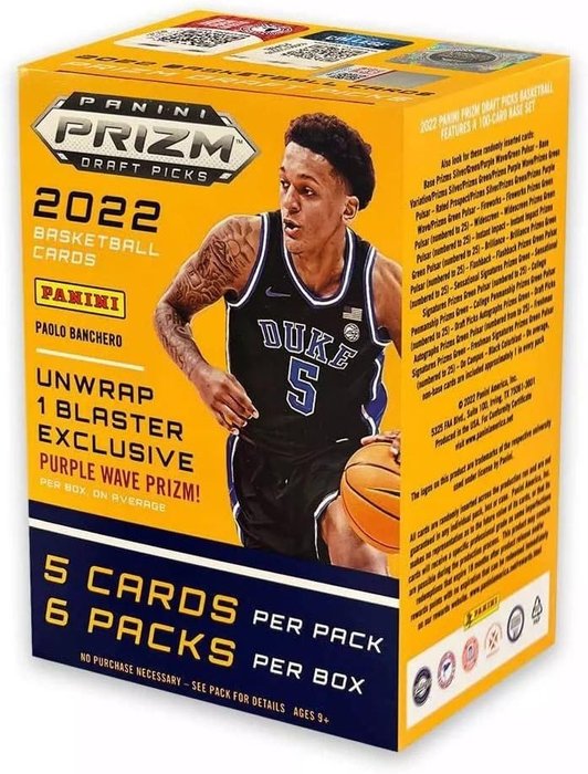 2022 Panini Prizm NBA Draft Picks Paolo Banchero Jabari Smith Chet Holmgren Purple Wave! - 1 Sealed box - Glimrende (EX)