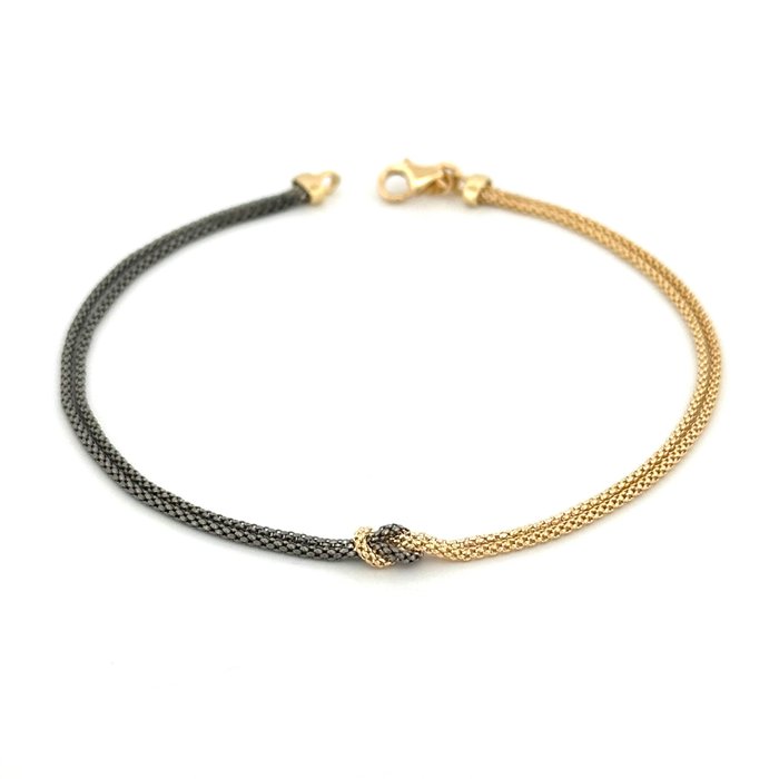 Ingen mindstepris - Handmade - Armbånd - Nodo - 2.6 g - 18 kraat Gulguld, Sort guld