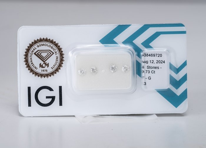 Ingen mindstepris - 4 pcs Diamant  (Natur)  - 073 ct - Rund - F G - I3 - International Gemological Institute (IGI)