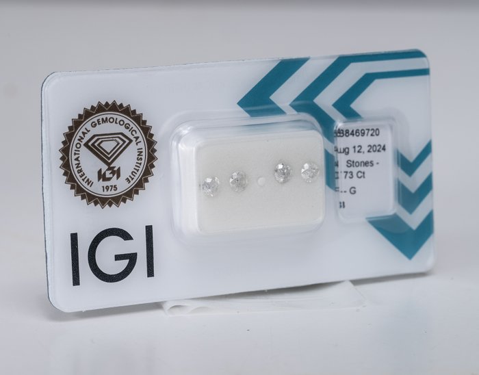 Ingen mindstepris - 4 pcs Diamant  (Natur)  - 073 ct - Rund - F G - I3 - International Gemological Institute (IGI)