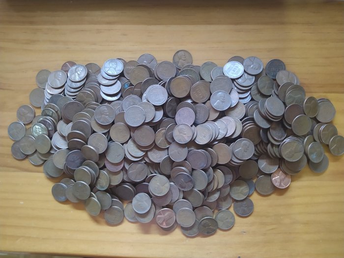 Förenta staterna A Large 17kg (374lb) Lot of USA Wheat Cents Unsearched and Unsorted ca 1920-1960  (Ingen mindstepris)