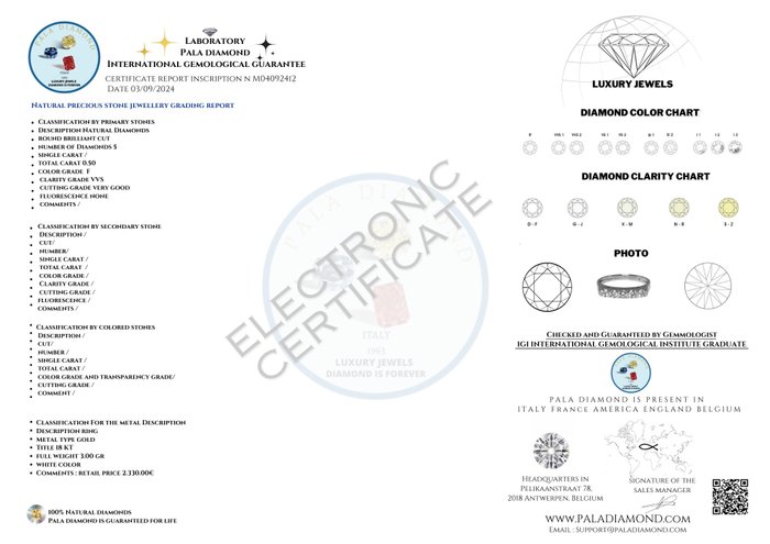 Pala Diamond - Ring - 18 kraat Hvidguld -  0.50ct. tw. Diamant (Natur)