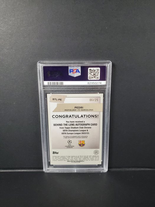 2022/23 Topps Stadium Club Chrome UCL Pedri Behind The Lens Photo Negative - Autograph /25 PSA/DNA 9 - Auto 10 Graded card