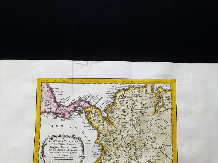 America - Sydamerika / Venezuela / Panama / New Granada / Colombia; P. de Hondt / J.N. Bellin / A.F. Prevost - Carte des Provinces de Tierra Firme, Darien, Cartagene, et Nouvelle Grenade - 1721-1750