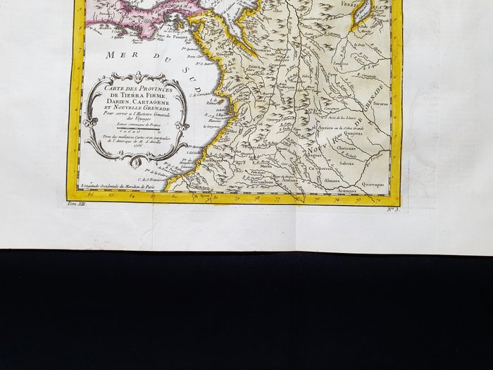 America - Sydamerika / Venezuela / Panama / New Granada / Colombia; P. de Hondt / J.N. Bellin / A.F. Prevost - Carte des Provinces de Tierra Firme, Darien, Cartagene, et Nouvelle Grenade - 1721-1750