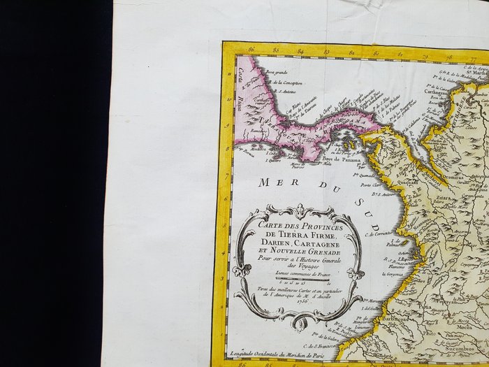 America - Sydamerika / Venezuela / Panama / New Granada / Colombia; P. de Hondt / J.N. Bellin / A.F. Prevost - Carte des Provinces de Tierra Firme, Darien, Cartagene, et Nouvelle Grenade - 1721-1750