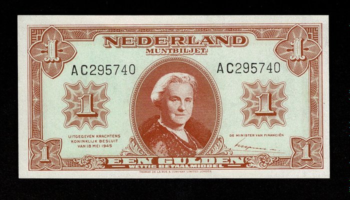 Holland. - 1 Gulden 1945 - Mevius 06-1B; Pick 70  (Ingen mindstepris)