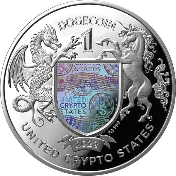 De Forenede Kryptostater. 1 Dogecoin 2022 Doge Coin, 1 Oz (.999) Prooflike  (Ingen mindstepris)