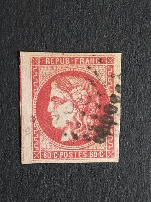 Frankrig 1870 - Bordeaux-nummer, 80 c. lyserød - Yvert 49