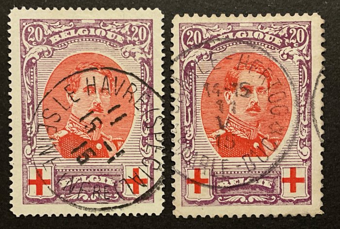 Belgien 1915/1915 - Udgave Albert I Røde Kors - Sets Baarle-Hertog, St Adresse - OBP 132/134 + 134A