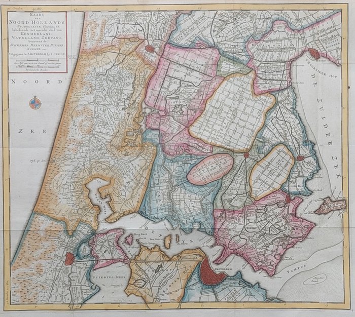 Holland - Nordholland, Haarlem, Amsterdam; Isaak Tirion - Kaart van Noord Hollands Zuidelykste Gedeelte behlezende het meer deel van Kenmerland... - 1750