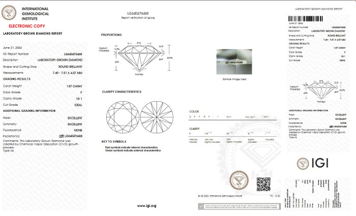 Ingen mindstepris - Ørestikkere - 14 karat Gulguld -  314ct tw Diamant (Laboratoriedyrket) - E VVS IGI CERTIFICERT