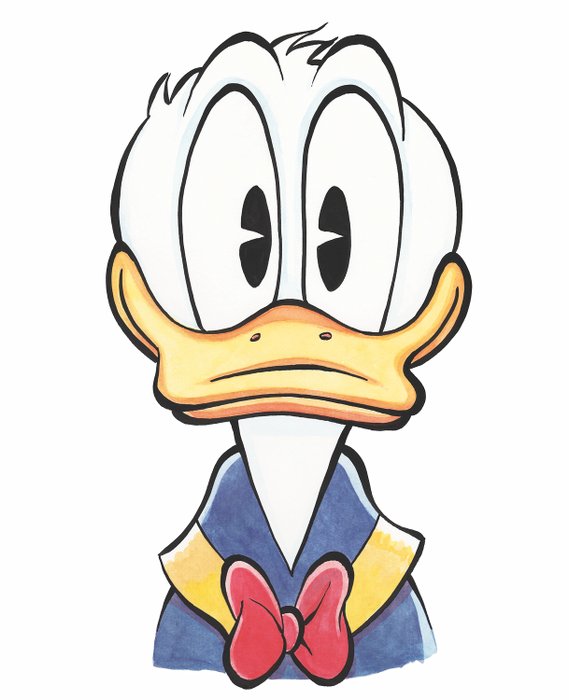 Patrick Block - Signed and numbered print - 34 x 48 cm - Donald Duck looking happy - 1 Print/2018