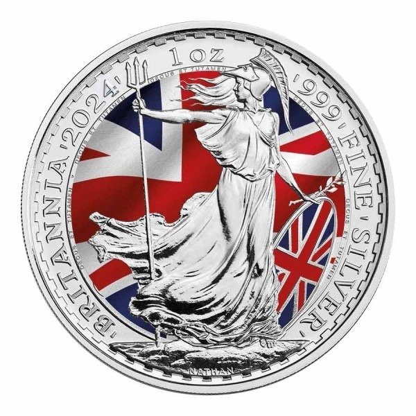 Storbritannien. 2 Pounds 2024 UK Flag Colorized Silver Coin, 1 Oz (.999)  (Ingen mindstepris)