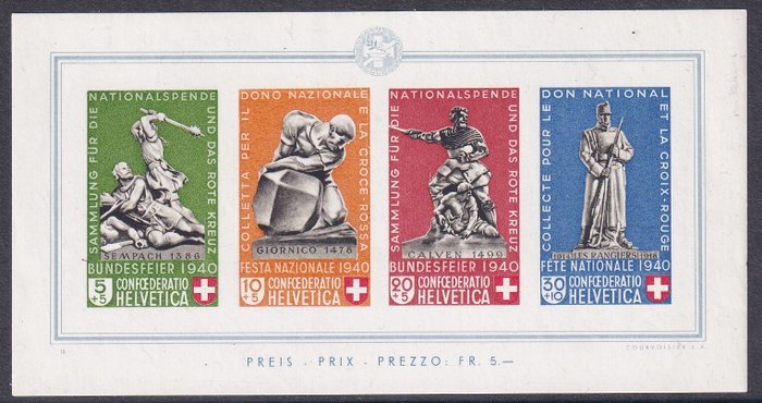 Schweiz 1940 - Bundesfeierblok I - SBK B12 Michel Bl. 5