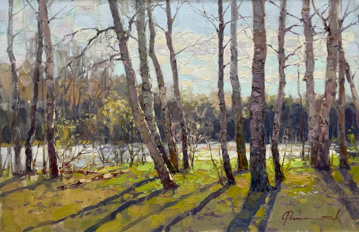 Sergei Flitov (1964) - Au Cœur de la Forêt - Bosquet de Bouleaux au Printemps