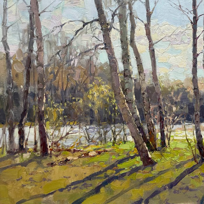 Sergei Flitov (1964) - Au Cœur de la Forêt - Bosquet de Bouleaux au Printemps