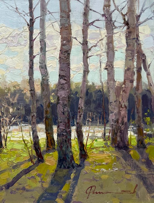 Sergei Flitov (1964) - Au Cœur de la Forêt - Bosquet de Bouleaux au Printemps