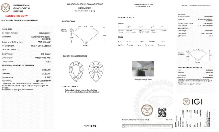 Ingen mindstepris - Halskæde med vedhæng - 18 kraat Hvidguld -  217ct tw Lyserød Diamant (Laboratoriedyrket diamant i fancy farver) - Diamant - FANCY VIVID IGI