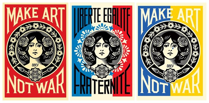 Shepard Fairey (OBEY) (1970) - OBEY Marianne Print + Sticker Set