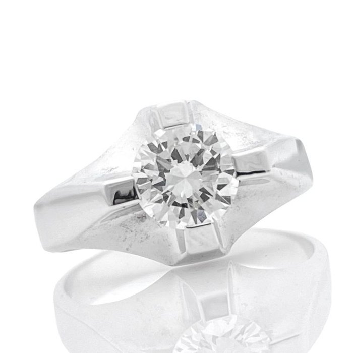 Ring - 14 karat Hvidguld -  1.20ct. tw. Diamant (Natur)  - Diamantring