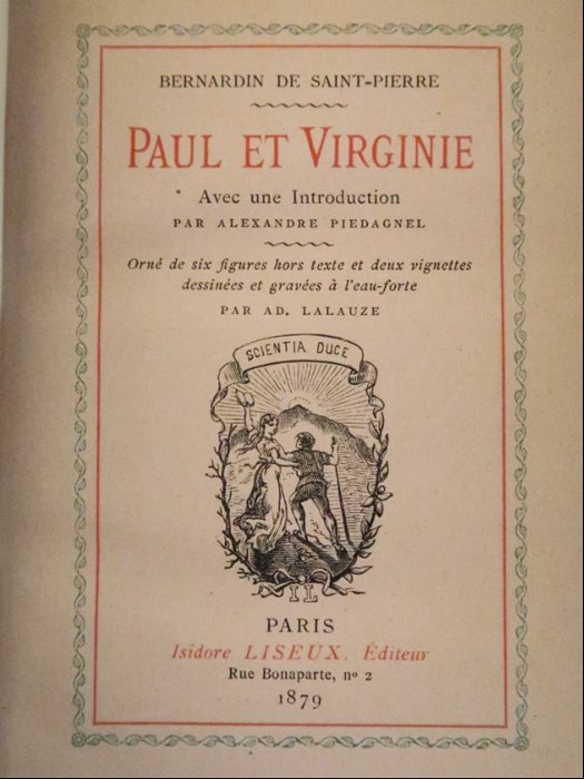 Bernardin de Saint-Pierre / Alexandre Piedagnel - Paul et Virginie [Reliure Maroquin signée] - 1879