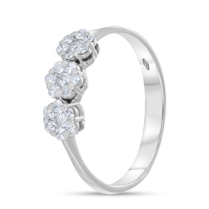 Ring - 18 kraat Hvidguld -  0.24ct. tw. Diamant (Natur)