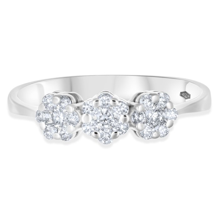 Ring - 18 kraat Hvidguld -  0.24ct. tw. Diamant (Natur)