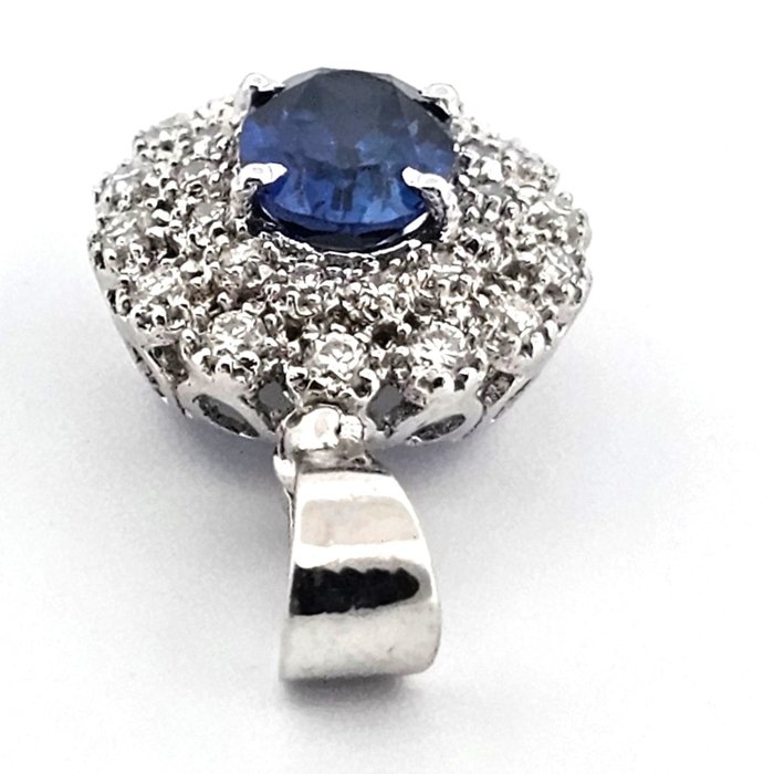 Ingen mindstepris - Vedhæng - 18 kraat Hvidguld -  0.60ct. tw. Safir - Diamant