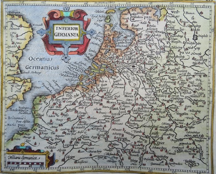 Europa - Holland / Belgien / Luxembourg / Frankrig / Tyskland; Hondius / Mercator - Inferior Germania - 1601-1620