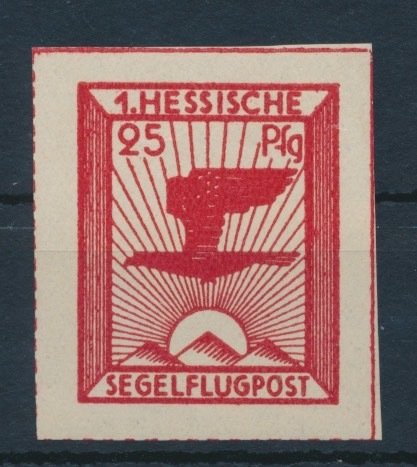 Det tyske kejserrige - Halvofficielle luftfartsfrimærker 1930 - Flystempel 1 hessisk svæveflyverpost Herchenhain 25 Pfennig pink postfrisk/MNH ** - Michel Nr 20