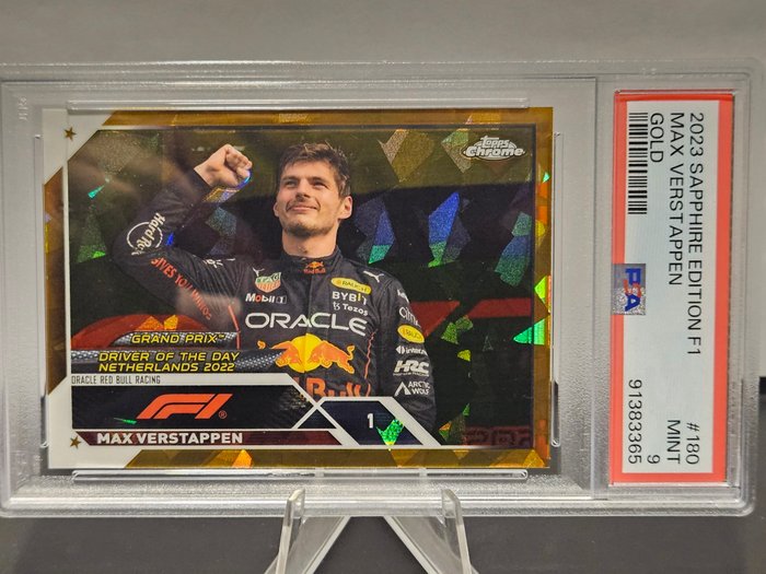 2023 Topps Chrome F1 Sapphire Edition Max Verstappen #180 Gold /50 PSA 9 - 1 Graded card