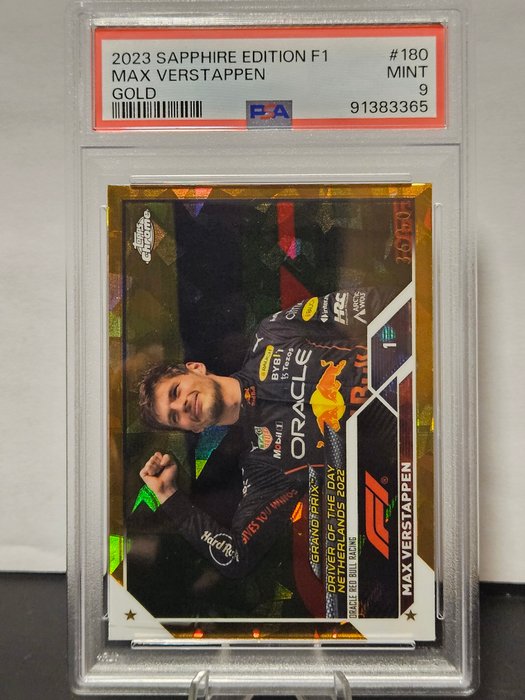 2023 Topps Chrome F1 Sapphire Edition Max Verstappen #180 Gold /50 PSA 9 - 1 Graded card