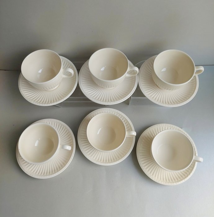 Wedgwood - John Goodwin - Kop og underkop (12) - Edme - Porcelæn - Sæt med 6 tekopper og underkop