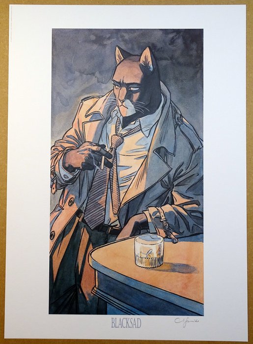 Guarnido, Juanjo - 1 Offset Print - Blacksad - John Blacksad au bar - 2013