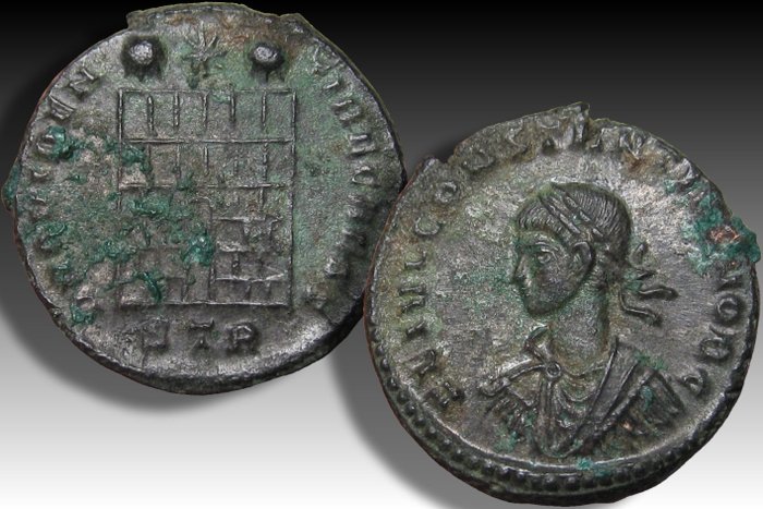 Romarriket Constantius II as Caesar under his father Constantine I Follis Treveri (Trier) mint circa 324-325 AD - mintmark STR - Ex Kunker 2009