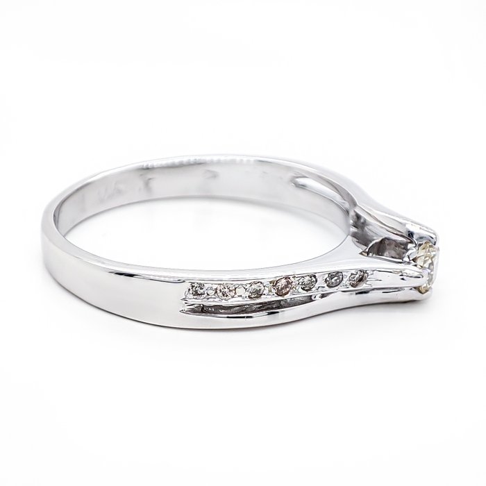 Ring - 14 karat Hvidguld -  0.30ct. tw. Diamant (Natur)  - Diamant