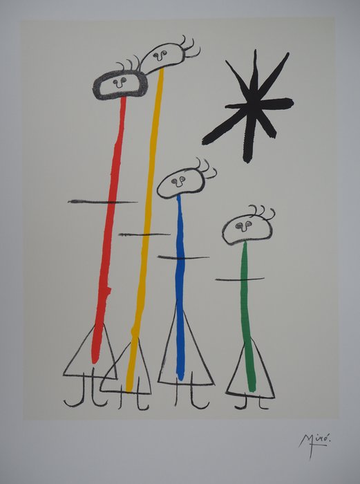 Joan Miro (1893-1983) - Famille à l'étoile