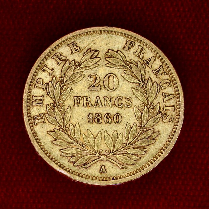 6,45 grams - Guld 900 - 20 Francs Napoleon III - Præget bar