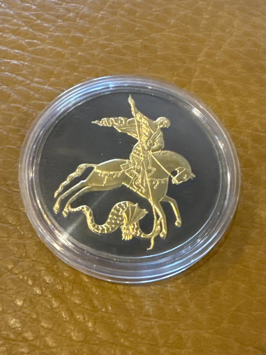 Rusland 3 Rouble 2015 Saint George - Schwarz-Ruthenium Gold Gilded 1 Oz (999)  (Ingen mindstepris)