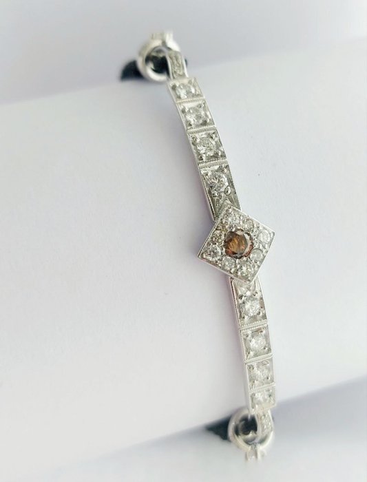 Armbånd - 18 kraat Hvidguld -  0.89ct. tw. Diamant (Natur)  - Citrin